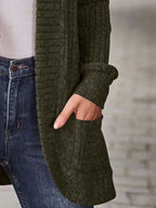 Ribbed Knit Open Front Cardigan with Pockets | Cardigans Cardigan from PHUNKYN