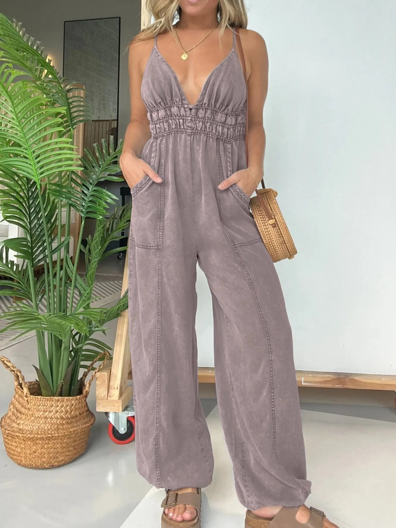 Wide Leg Spaghetti Strap Jumpsuit | One-Pieces Jumpsuit from PHUNKYN