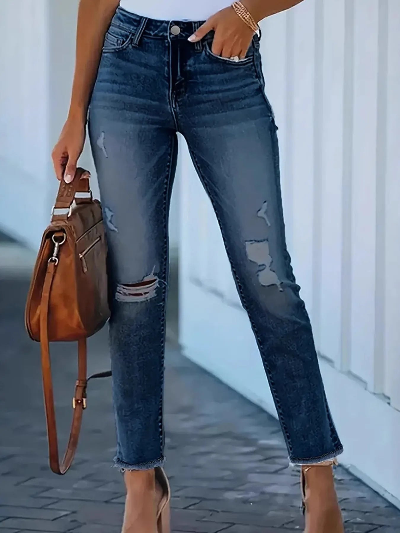 Distressed High-Waisted Skinny Jeans | Jeans Skinny Jeans from PHUNKYN