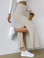 High Waist Ribbed Knit Maxi Skirt | Skirts Maxi Skirt from PHUNKYN