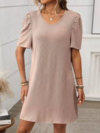 Textured Round Neck Short Sleeve Mini Dress | Dresses Mini Dress from PHUNKYN