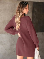 Perfee V-Neck Long Sleeve Sweater Dress | Dresses Sweater Dress from PHUNKYN