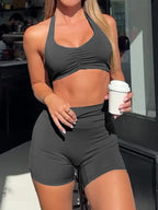 Halter Neck Cami and Shorts Active Set | Activewear Cami and Shorts from PHUNKYN