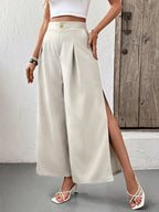 Slit Wide Leg Pleated Pants | Trousers Women's Trousers from PHUNKYN