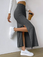 High Waist Ribbed Knit Maxi Skirt | Skirts Maxi Skirt from PHUNKYN