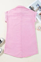 Button Down Short Sleeve Denim Dress | Dresses Denim Dress from PHUNKYN