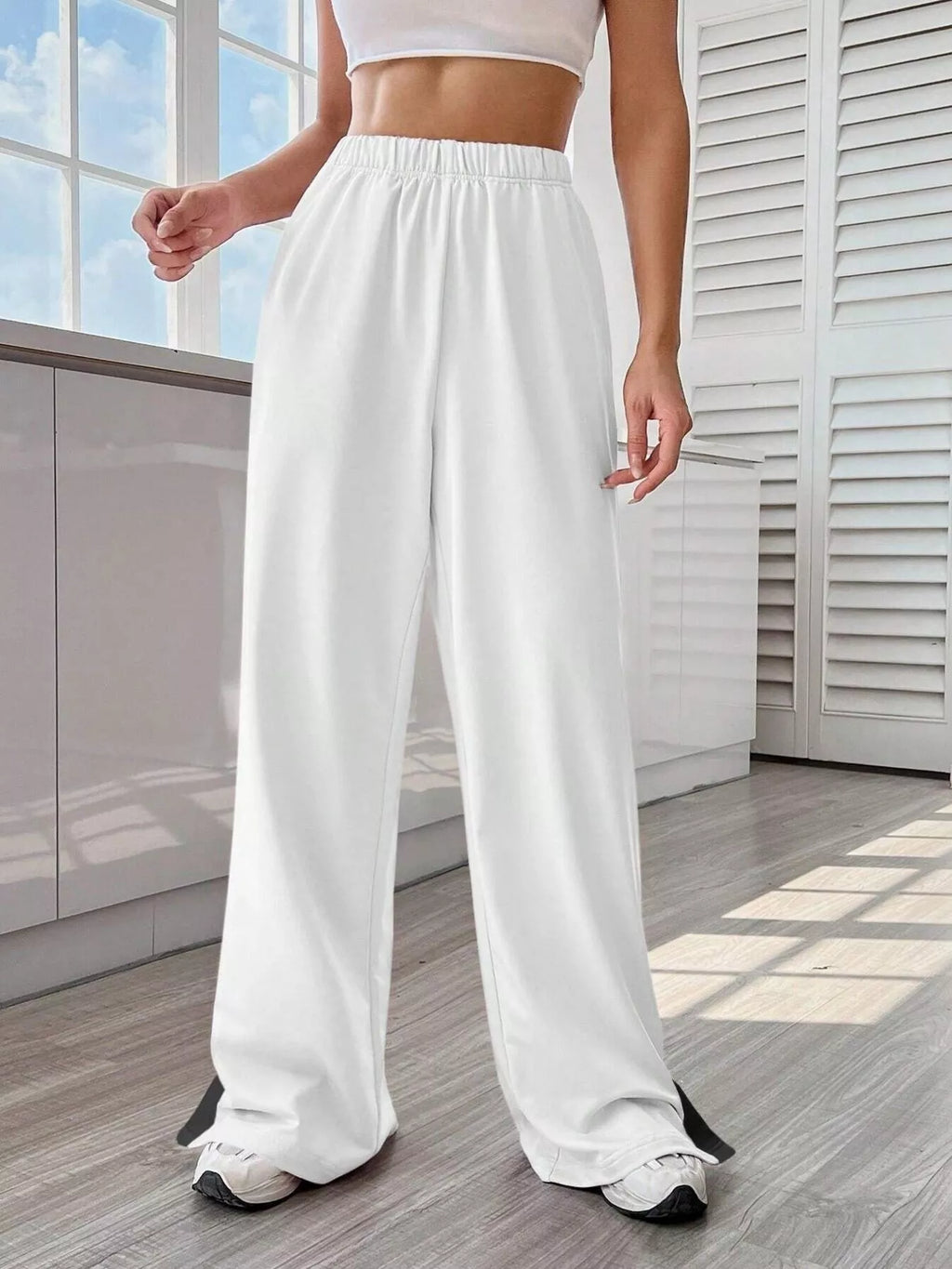 Two-Tone Side Snap Wide Leg Pants | Trousers Wide Leg Pants from PHUNKYN
