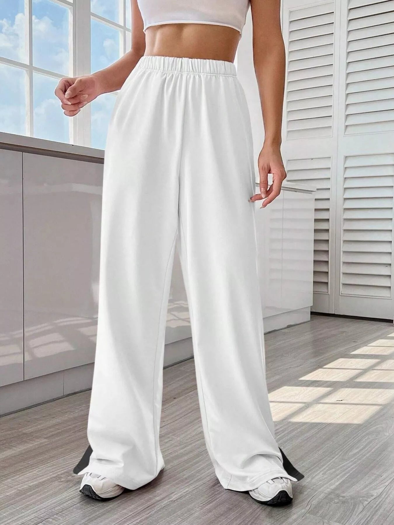 Two-Tone Side Snap Wide Leg Pants | Trousers Wide Leg Pants from PHUNKYN