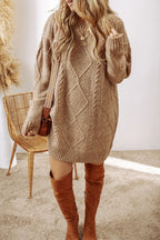 Cable-Knit Round Neck Sweater Dress | Dresses Sweater Dress from PHUNKYN