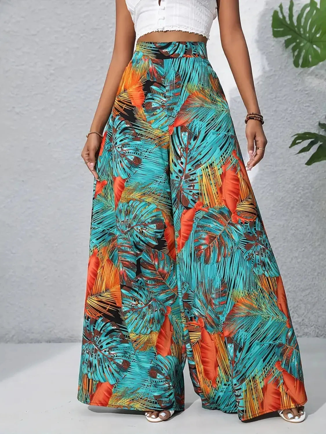 Printed High Waist Wide Leg Pants | Trousers Wide Leg Pants from PHUNKYN
