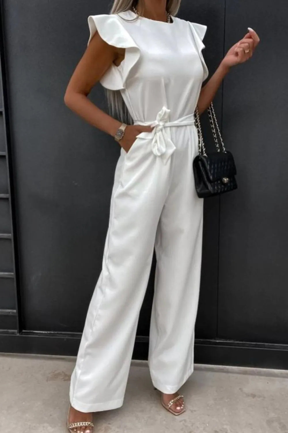 Round Neck Cap Sleeve Jumpsuit | One-Pieces Jumpsuit from PHUNKYN