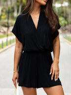 Surplice Short Sleeve Romper One-Pieces Romper PHUNKYN