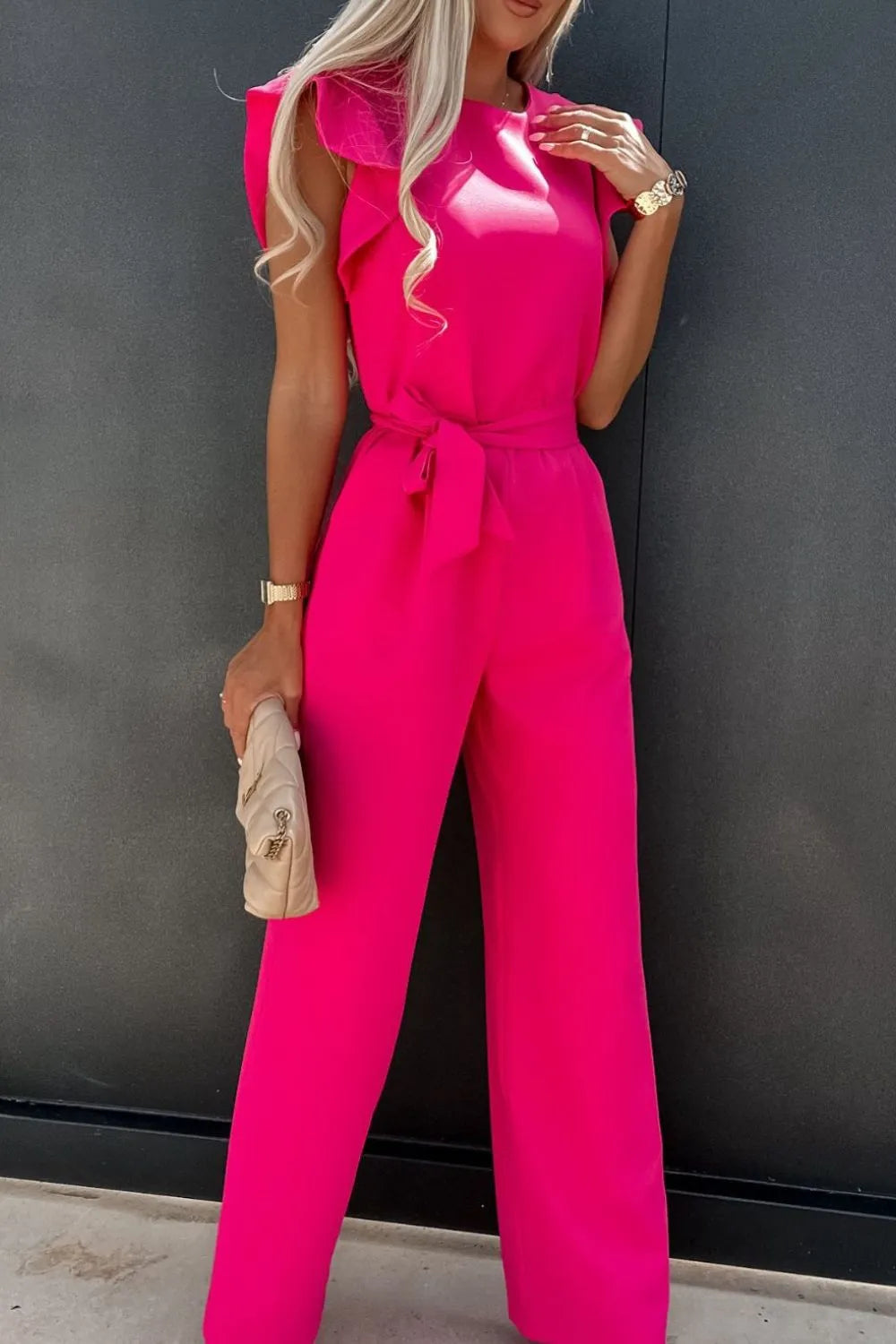 Round Neck Cap Sleeve Jumpsuit | One-Pieces Jumpsuit from PHUNKYN