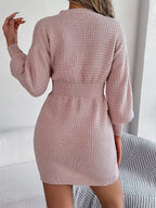 Buttoned Cable-Knit V-Neck Sweater Dress | Dresses Sweater Dress from PHUNKYN