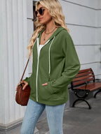 Drawstring Zip Up Long Sleeve Hoodie | Hoodies Hoodie from PHUNKYN