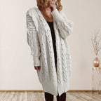 Cable-Knit Open Front Dropped Shoulder Cardigan | Cardigans Cardigan from PHUNKYN