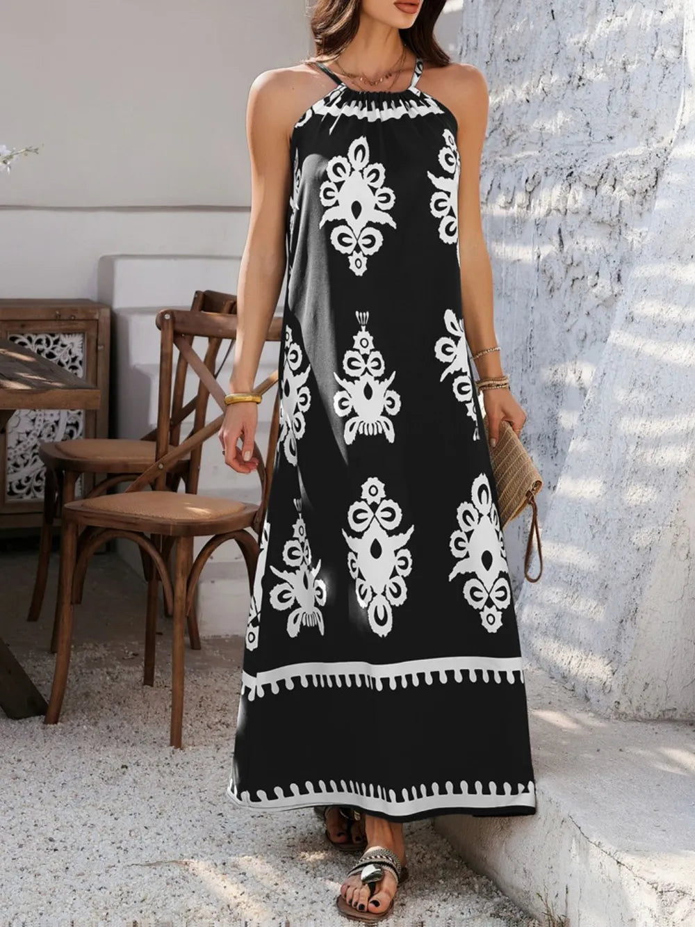 Devine Grecian Neck Printed Maxi Dress | Dresses Maxi Dress from PHUNKYN