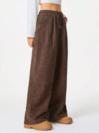 Wide Leg Corduroy Drawstring Pants | Trousers Wide Leg Pants from PHUNKYN