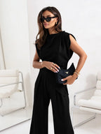 Slit Ruched Top and Wide Leg Pants Set | Outfit Sets Top and Pants from PHUNKYN