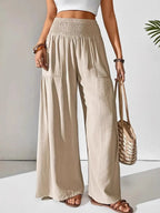 Smocked Waist Wide Leg Pants | Trousers Wide Leg Pants from PHUNKYN
