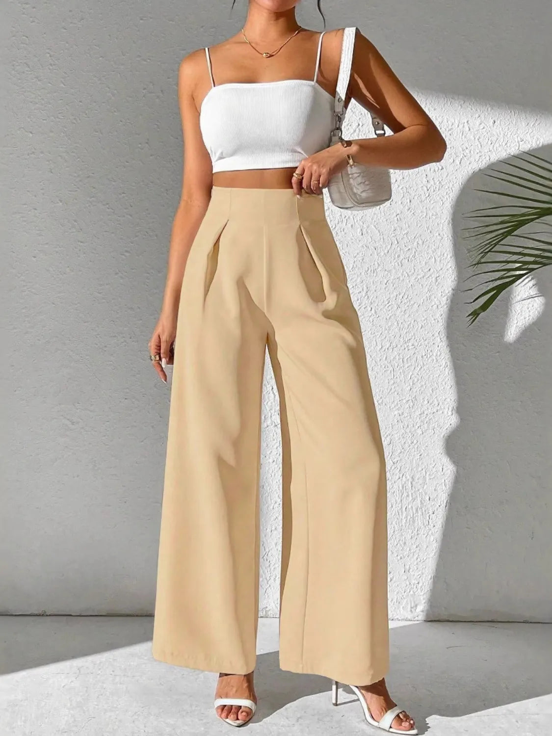 Wide Leg High Waist Pants | Trousers Women's Trousers from PHUNKYN