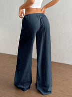 Wide Leg Drawstring Casual Pants | Trousers Wide Leg Pants Set from PHUNKYN
