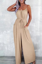 Casual Spaghetti Strap Wide Leg Jumpsuit with Pockets | One-Pieces Jumpsuit from PHUNKYN