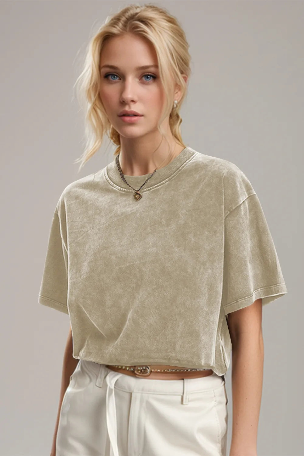 Basic Bae Round Neck Dropped Shoulder Short Sleeve T-Shirt | T-Shirts T-Shirt from PHUNKYN