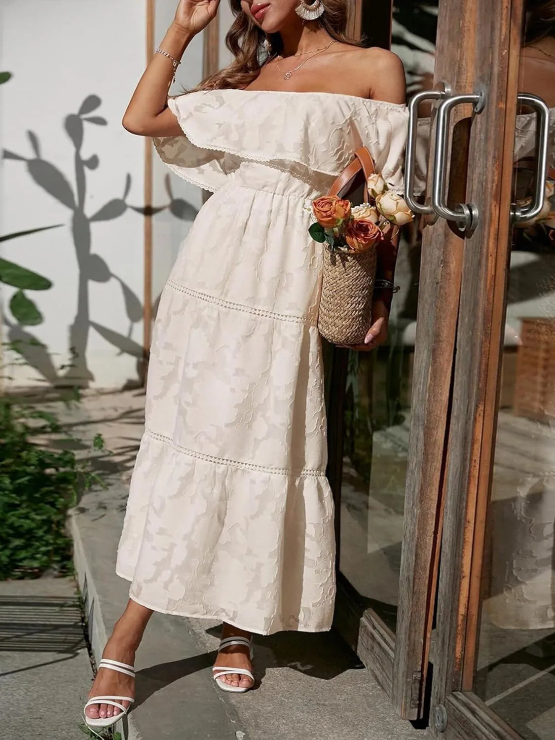 Ruched Off Shoulder Short Sleeve Midi Dress | Dresses Dress from PHUNKYN