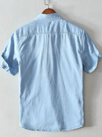 Men's Button Up Short Sleeve Denim Shirt | Shirts Shirts from PHUNKYN