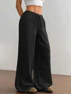 Wide Leg Drawstring Casual Pants | Trousers Wide Leg Pants Set from PHUNKYN