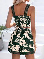 Smocked Printed Square Neck Top and Shorts Set | Outfit Sets Top and shorts from PHUNKYN