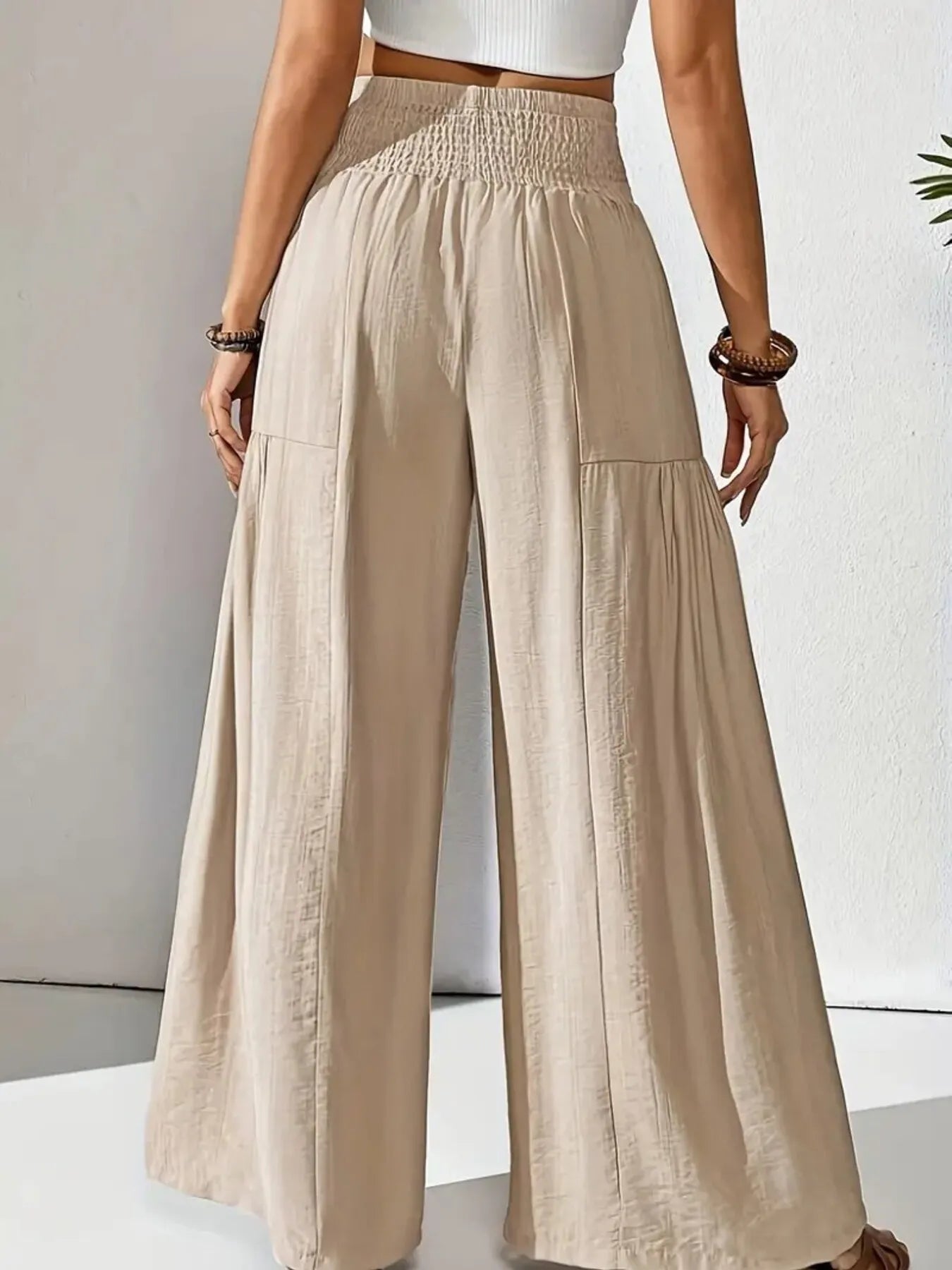 Smocked Waist Wide Leg Pants | Trousers Wide Leg Pants from PHUNKYN