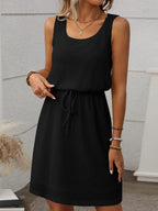 Waffle-Knit Drawstring Mini Tank Dress | Dresses Dress from PHUNKYN