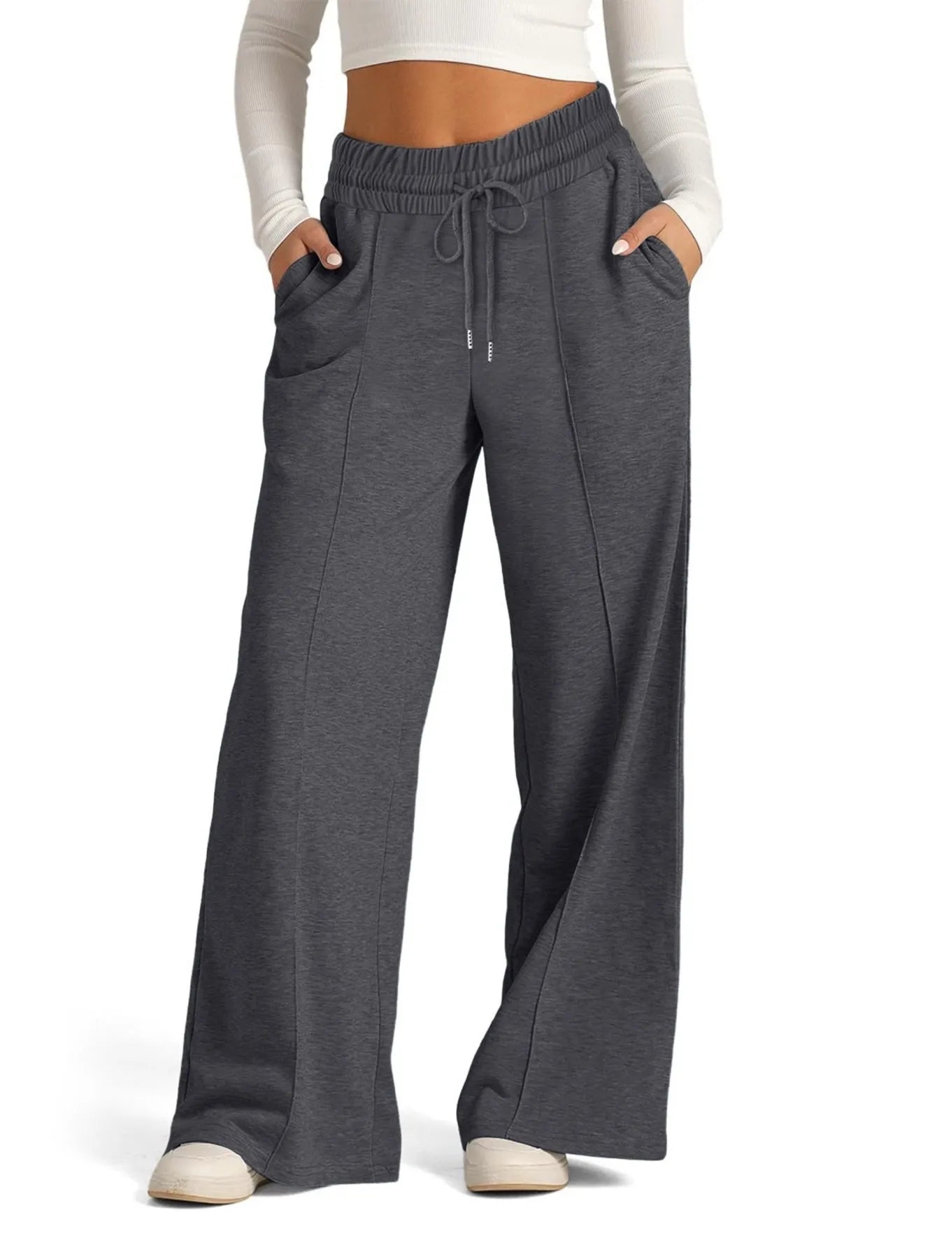 Drawstring Relaxed Fit Wide Leg Pants | Trousers Women's Trousers from PHUNKYN