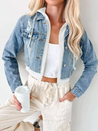 Distressed Zip Up Cropped Hooded Denim Jacket | Jacket from PHUNKYN