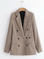 Plaid Lapel Collar Long Sleeve Blazer | Overcoats Blazer from PHUNKYN