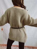 Boat Neck Long Sleeve Sweater with Belt | Sweaters Sweater from PHUNKYN