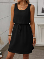 Waffle-Knit Drawstring Mini Tank Dress | Dresses Dress from PHUNKYN