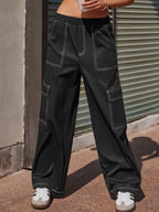 Wide Leg Pants with Contrast Stitching | Trousers Wide Leg Pants from PHUNKYN