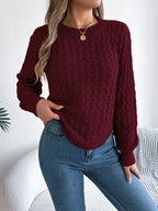 Asymmetric Hem Round Neck Long Sleeve Sweater | Sweaters Sweater from PHUNKYN