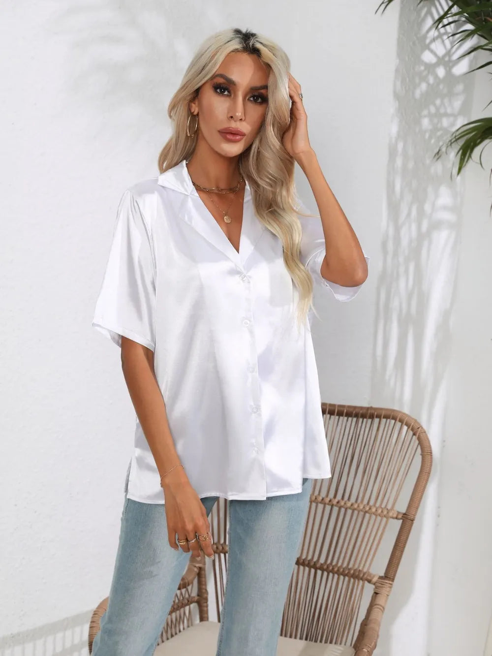 Button Down Short Sleeve Shirt | Shirts Women's Shirt from PHUNKYN