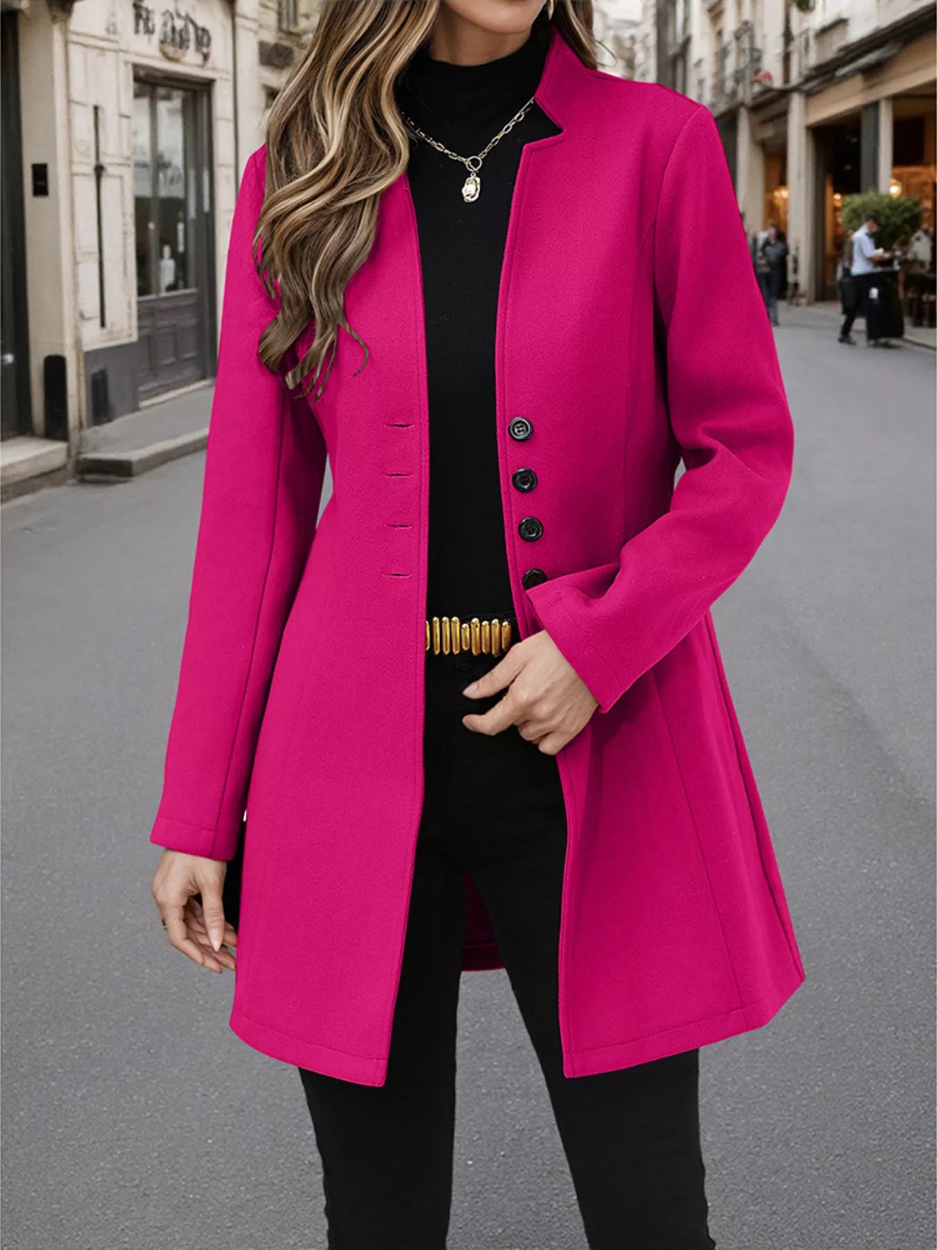 Button Up Long Sleeve Coat | Overcoats Coat from PHUNKYN