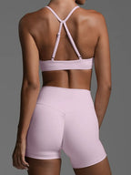 Ruched Sports Bra and High-Waisted Shorts Active Set | Activewear Active Set from PHUNKYN