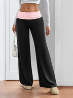 Contrast Waistband Wide Leg Pants | Trousers Trousers from PHUNKYN
