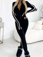 Stripe Zip-Front Long Sleeve Jumpsuit | Jumpsuit from PHUNKYN
