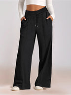 Drawstring Relaxed Fit Wide Leg Pants | Trousers Women's Trousers from PHUNKYN
