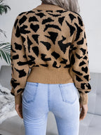 Leopard Round Neck Dropped Shoulder Sweater | Sweaters Sweater from PHUNKYN