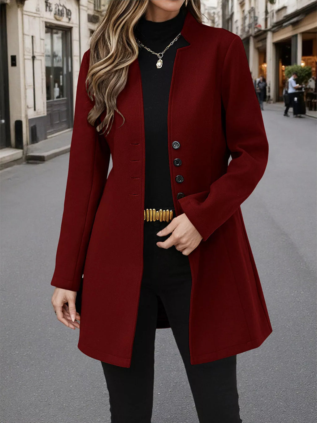 Button Up Long Sleeve Coat | Overcoats Coat from PHUNKYN