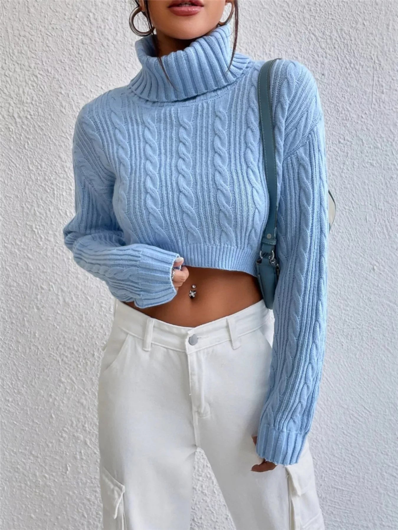 Cable-Knit Turtleneck Long Sleeve Sweater | Sweaters Sweater from PHUNKYN